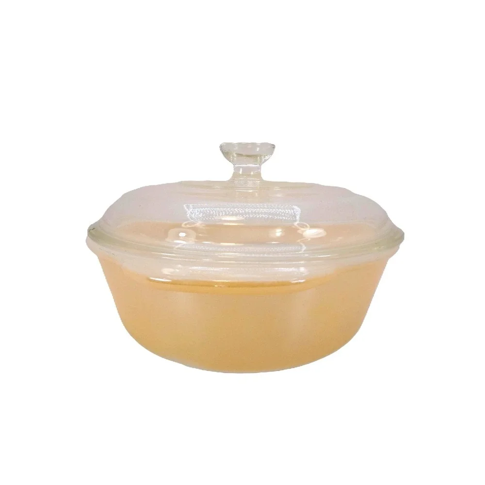 Anchor Hocking Fire-King Casserole‎ Dish Excellent Peach Luster Lid Tab Handles